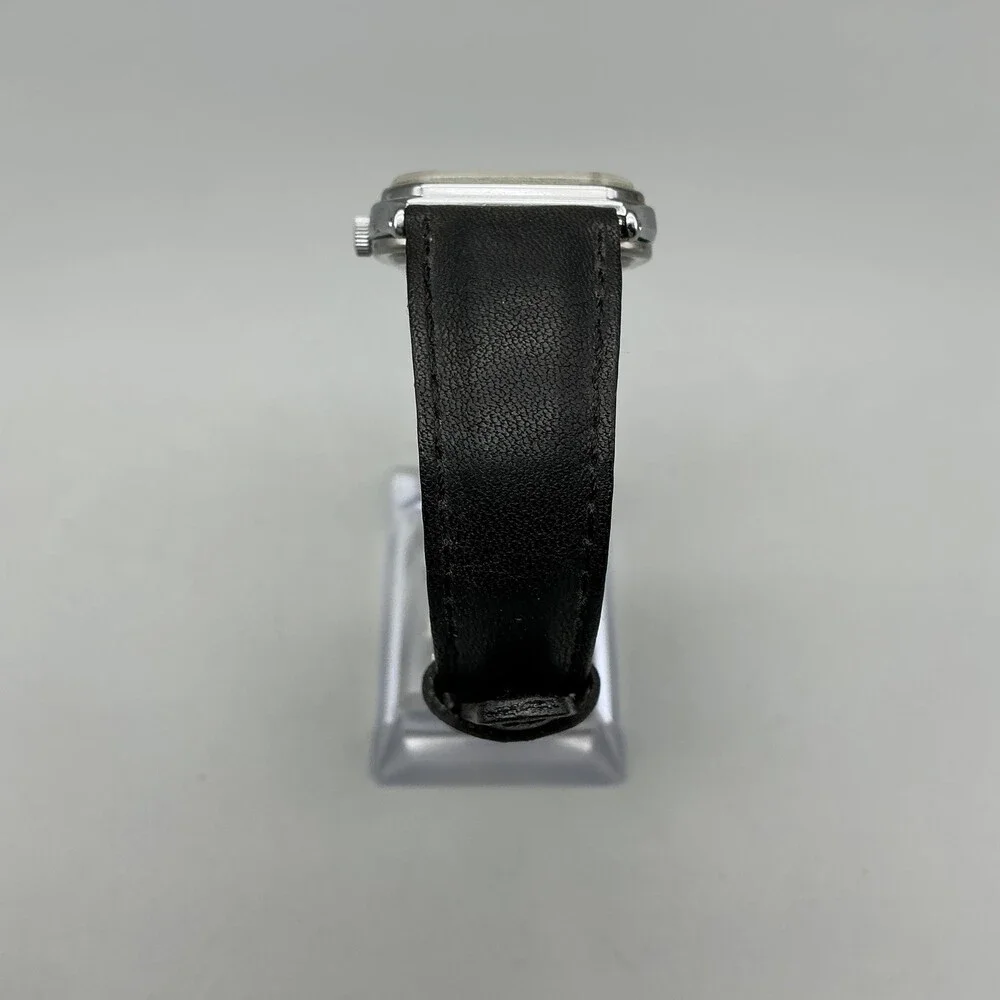 Acqua Womens Watch 28mm Silver Tone Date Octagon Leather Band New Battery